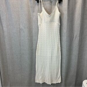 Hollister Crochet Dress in Cream Double Lined to Knee Maxi